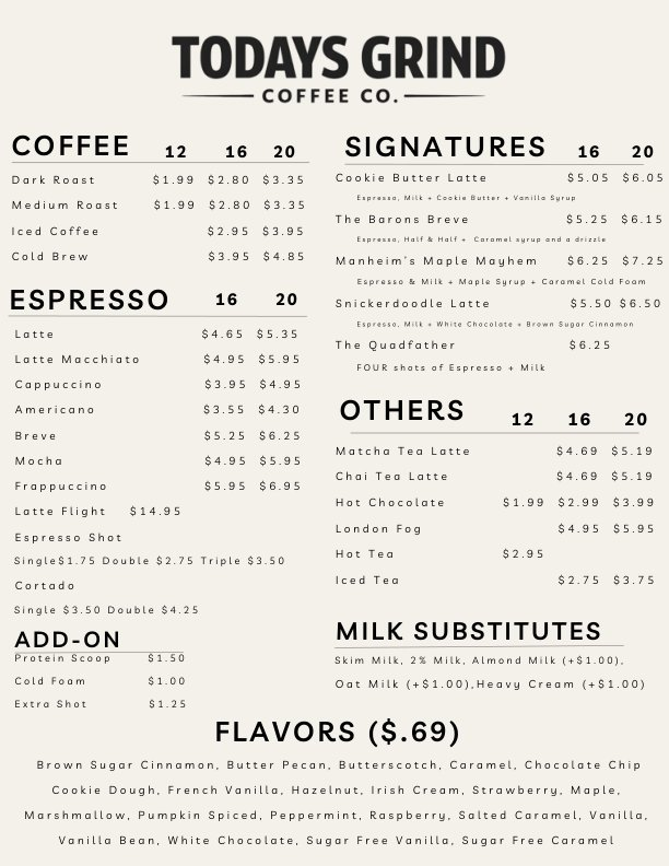 Menu page 2